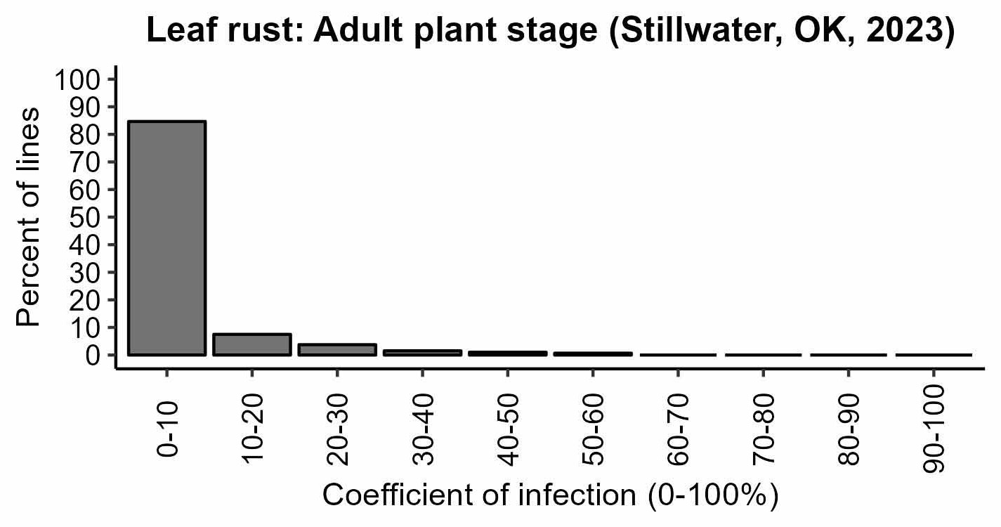 Data for Leaf Rust in the adult plant stage for Stillwater, OK.